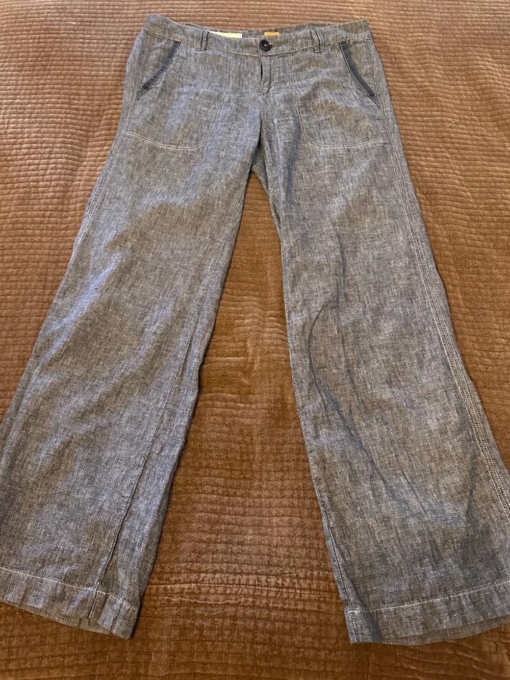 Pilcro and the Letterpress Chambray Pants in Blue Sz 6